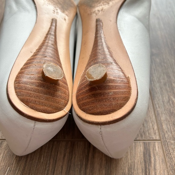 ALIMA White Rose Leather Kitten Heel Pointed Shoe Flower Statement Rosette Cute - Picture 7 of 13